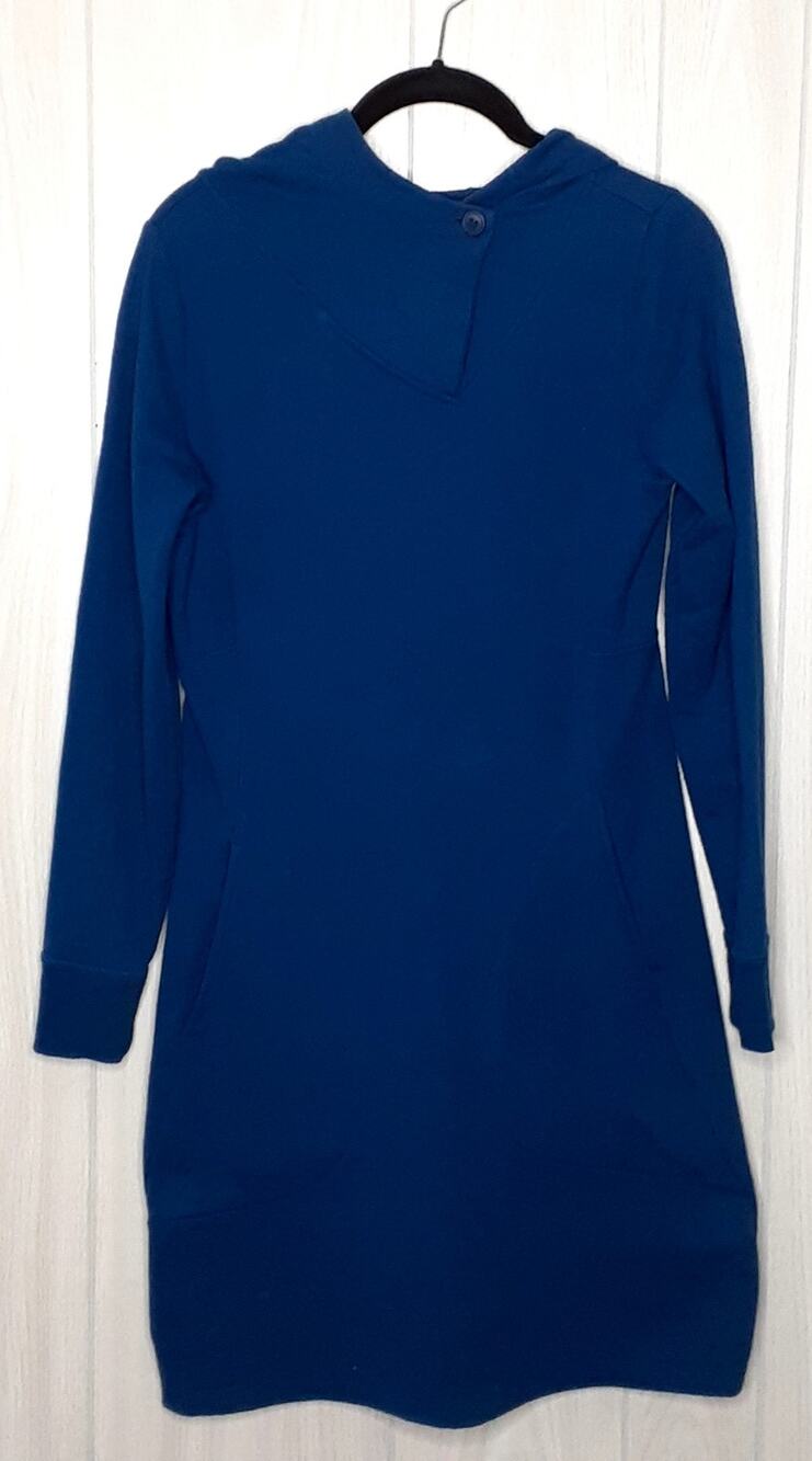 Ladies Toad & Co Athletic Dress Blue Pockets Hood Size XS Long Sleeve